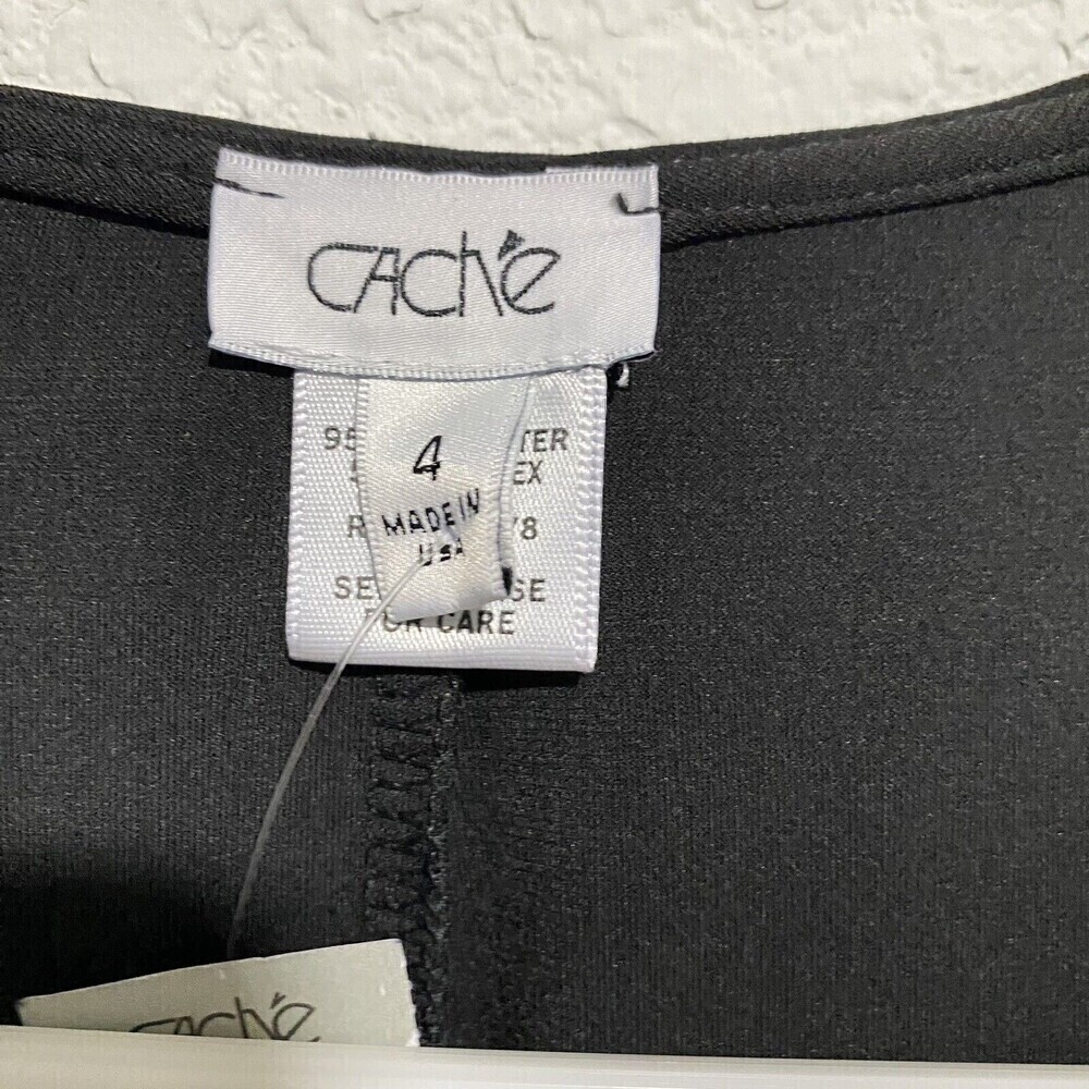 New Cache Sleeveless Diagonal Ruffle Shift Black … - image 3